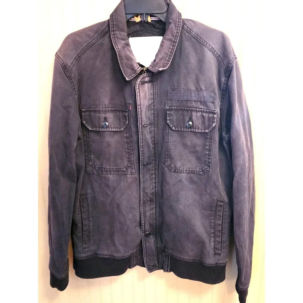 Koto Military Utility Field Zip-Up Button-Pockets Black Jacket Men Size L